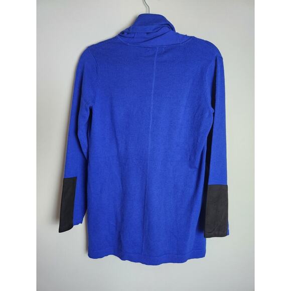 Tyler Boe Color Block Tunic Sweater sz S blue/black Careerwear Lagenlook Cowl - Picture 3 of 8
